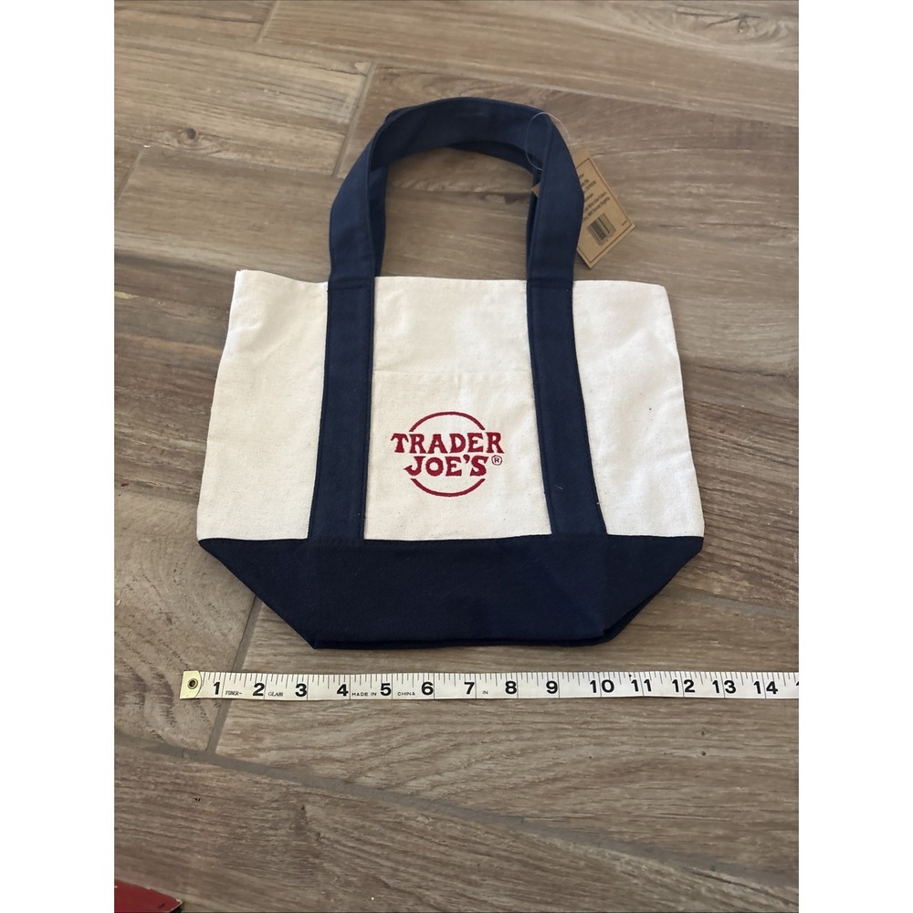 New With Tags Trader Joes Mini Tote Blue - Picture 6 of 6